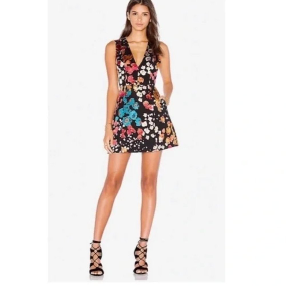 COPY - Alice + Olivia Patty Lantern V Neck Mini Dress Floral Field Burnout Size…